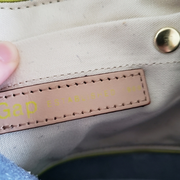 Gap Small Leather Flap Wallet Clutch Blue Snap Closure - Picture 5 of 7